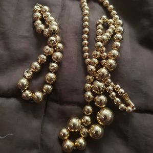 Gold bead necklace and bracelet
